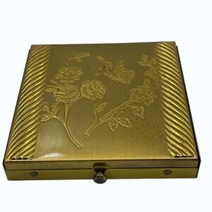 Vintage Compact Dorset Fifth Avenue Goldtone Floral Butterfly Engraved with Puff